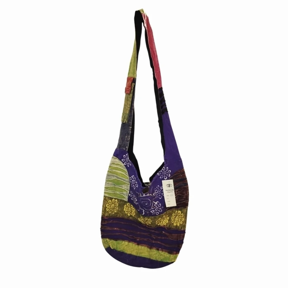 Kantha Handmade Cotton Patchwork Hippie Hobo Shoulder Crossbody Bag, NWT